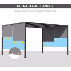 Outsunny 3 x 4m utdoor Garden Pergola with LED Lights Grey
