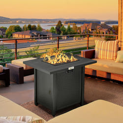 Outsunny 40,000 BTU Gas Firepit Table with Protective Cover, Spark Guard