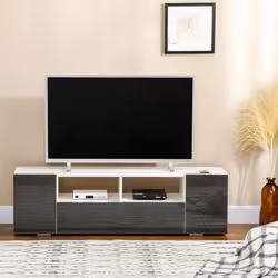 HOMCOM TV Unit Cabinet for TVs up to 60", TV Stand with LED Lights, Grey