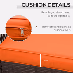 Outsunny 3 Pieces Rattan Bistro Set with Tempered Glass Table Orange - Additional view 4