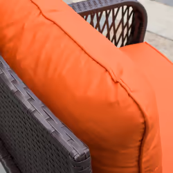 Outsunny 3 Pieces Rattan Bistro Set with Tempered Glass Table Orange - Additional view 7