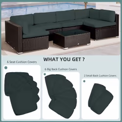 Outsunny Garden Rattan Sofa Set Polyester Cover Replacement No Cushion Grey