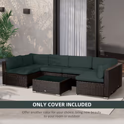 Outsunny Garden Rattan Sofa Set Polyester Cover Replacement No Cushion Grey - Additional view 4