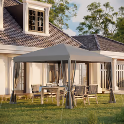 Outsunny Heavy Duty Pop Up Gazebo with Removable Mesh Sidewall Grey