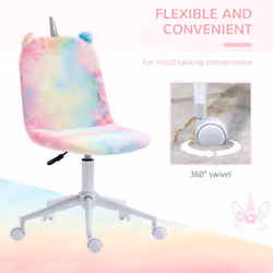Vinsetto Fluffy Unicorn Office Chair w/ Swivel Wheel, Cute Desk Chair, Rainbow - Additional view 5
