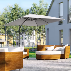 Outsunny 2.7 x 2.7 m Cantilever Parasol Garden Umbrella w/ Cross Base Grey