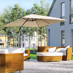 Outsunny 2.7 x 2.7 m Cantilever Parasol Garden Umbrella w/ Cross Base White