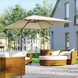 Outsunny 2.7 x 2.7 m Cantilever Parasol Garden Umbrella w/ Cross Base White