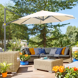 Outsunny 3 x 3(m) Cantilever Parasol Garden Umbrella with Cross Base White