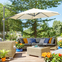 Outsunny 3 x 3(m) Cantilever Parasol Garden Umbrella with Cross Base White