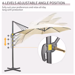 Outsunny 3 x 3(m) Cantilever Parasol Garden Umbrella with Cross Base White