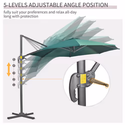 Outsunny 3 x 3(m) Cantilever Parasol Garden Umbrella with Cross Base Green