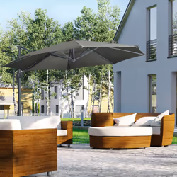 Outsunny 3 x 3(m) Cantilever Parasol Garden Umbrella with Cross Base Grey