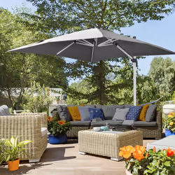 Outsunny 3 x 3(m) Cantilever Roma Parasol Garden Umbrella with Cross Base Grey