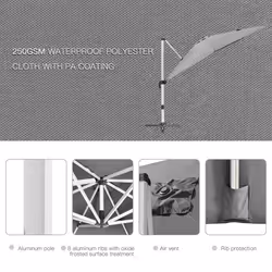 Outsunny 3 x 3(m) Cantilever Roma Parasol Garden Umbrella with Cross Base Grey - Additional view 4