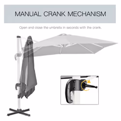 Outsunny 3 x 3(m) Cantilever Roma Parasol Garden Umbrella with Cross Base Grey - Additional view 5