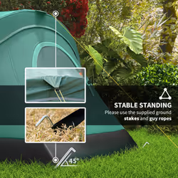 Outsunny 5-6 Man Camping Tent with Bag, Fibreglass and Steel Frame, Green