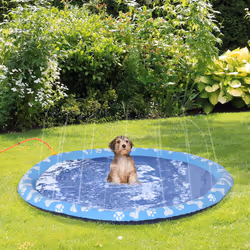 PawHut 170cm Splash Pad Sprinkler for Pets Dog Bath Pool Non-slip Outdoor Blue