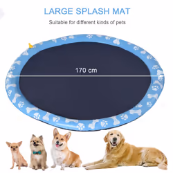 PawHut 170cm Splash Pad Sprinkler for Pets Dog Bath Pool Non-slip Outdoor Blue