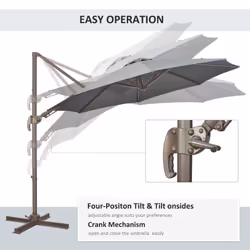 Outsunny 3(m) Cantilever Parasol 360-Degree Rotation Roma Umbrella Grey