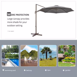 Outsunny 3(m) Cantilever Parasol 360-Degree Rotation Roma Umbrella Grey - Additional view 5