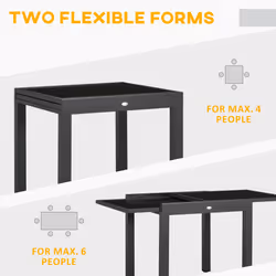 Outsunny Extendable Outdoor Dining Table Patio Table, Black