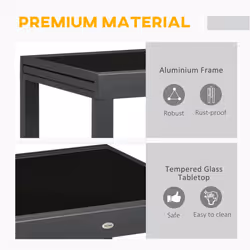 Outsunny Extendable Outdoor Dining Table Patio Table, Black - Additional view 4