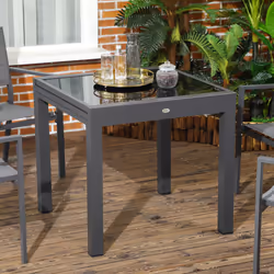 Outsunny Extendable Outdoor Dining Table Patio Table, Black - Additional view 5