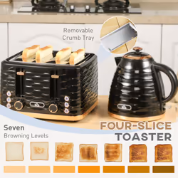 HOMCOM Kettle and Toaster Set 1.7L Rapid Boil Kettle & 4 Slice Toaster Black - Additional view 7