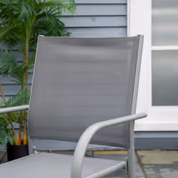 Outsunny 7 Piece Garden Dining Set, Steel Outdoor Table and Chairs, Grey - Additional view 6