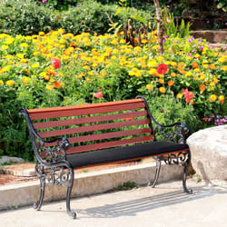 Outsunny 2-Seater Bench Cushion Polyester Cover Seat Pad Replacement Black