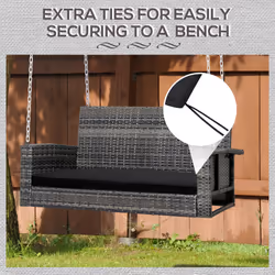 Outsunny 2-Seater Bench Cushion Polyester Cover Seat Pad Replacement Black