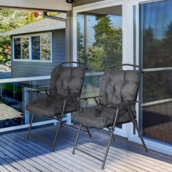 Outsunny Set of 2 Garden Chair Cushions Seat Pad for Outdoor & Indoor Use