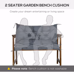Outsunny 2 Seater Garden Bench Cushion Outdoor Seat Pad with Ties Dark Grey - Additional view 5
