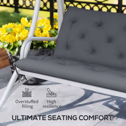 Outsunny 3 Seater Garden Bench Cushion Outdoor Seat Pad with Ties Dark Grey