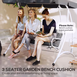 Outsunny 3 Seater Garden Bench Cushion Outdoor Seat Pad with Ties Dark Grey - Additional view 5