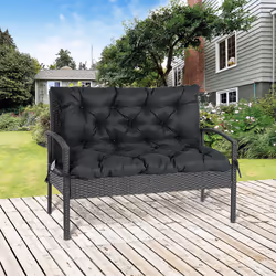 Outsunny 2 Seater Garden Bench Cushion Outdoor Seat Pad with Ties Black