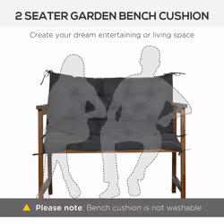 Outsunny 2 Seater Garden Bench Cushion Outdoor Seat Pad with Ties Black - Additional view 5