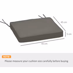 Outsunny 45 x 45cm Replacement Garden Seat Cushion Pad with Ties, Dark Grey