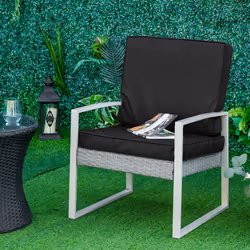 Outsunny 2 Pieces Seat Cushion and Back Pad Set for Rattan Furniture Black