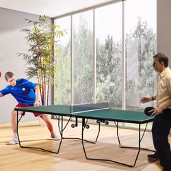 SPORTNOW 9FT Folding Table Tennis Table w/ 8 Wheels, for Indoors