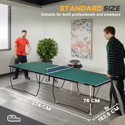 SPORTNOW 9FT Folding Table Tennis Table w/ 8 Wheels, for Indoors