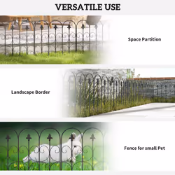 Outsunny 5PCs Decorative Garden Fencing Metal Border Edging - Additional view 4