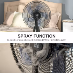 HOMCOM Pedestal Fan with Water Mist Spray Standing Fan w/ 2.8L Water Tank Black - Additional view 7