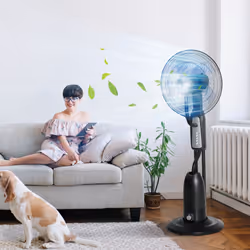 HOMCOM Pedestal Fan with Water Mist Spray Standing Fan w/ 2.8L Water Tank Black - Additional view 8