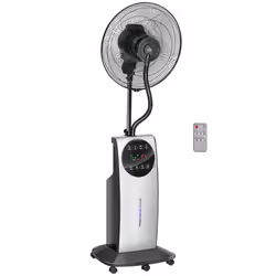 HOMCOM Pedestal Fan with Water Mist Spray Fan w/ 3.1L Water Tank Black