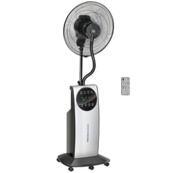 HOMCOM Pedestal Fan with Water Mist Spray Fan w/ 3.1L Water Tank Black