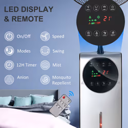 HOMCOM Pedestal Fan with Water Mist Spray Fan w/ 3.1L Water Tank Black - Additional view 4
