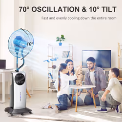 HOMCOM Pedestal Fan with Water Mist Spray Fan w/ 3.1L Water Tank Black - Additional view 5