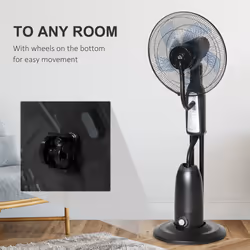 HOMCOM 18" Pedestal Fan with Water Mist Spray Standing Fan, 2.8L Tank Black - Additional view 6